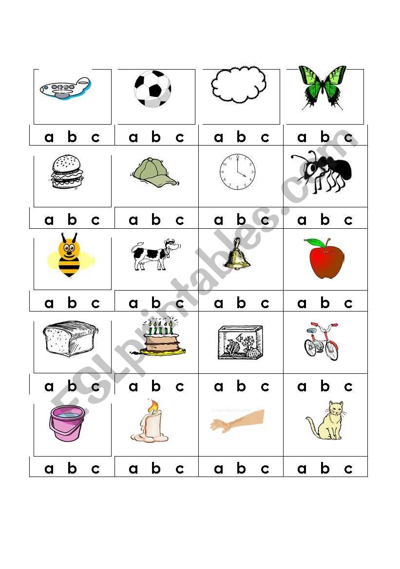 English Worksheets Alphabet Beginning Sounds