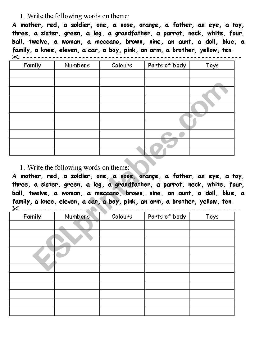 Work with words. worksheet