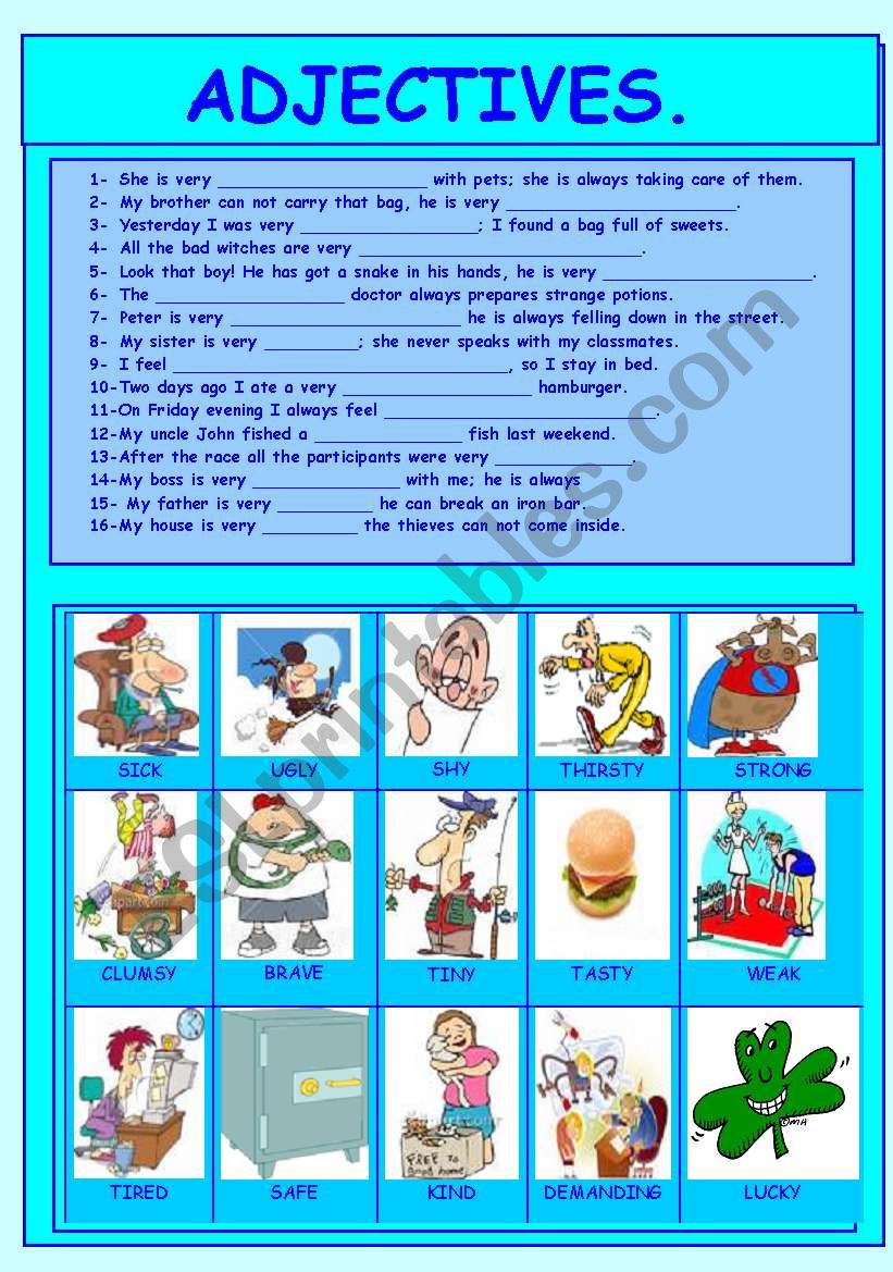 Adjectives worksheet