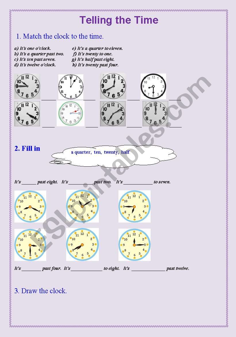 Telling the time worksheet