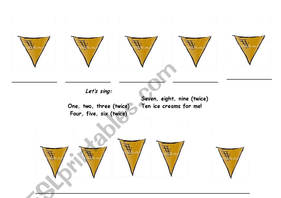 Ice Creams and numbers worksheet