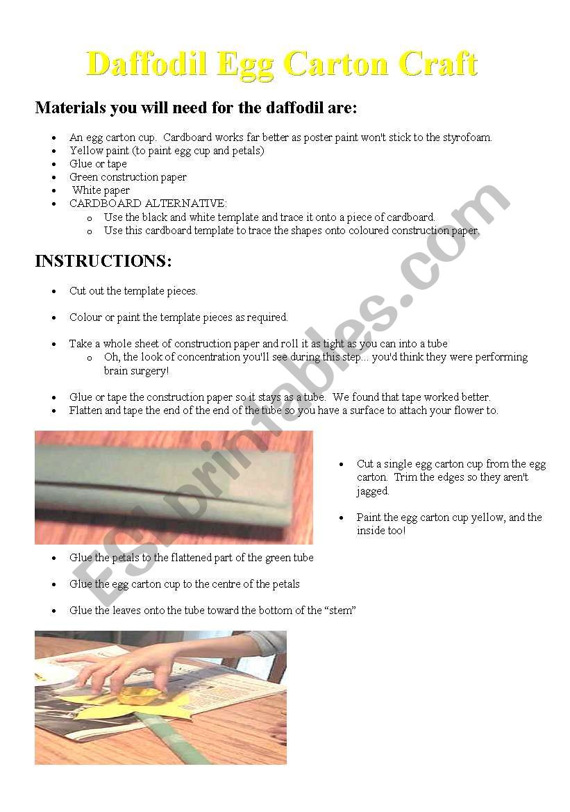 Daffodill egg carton craft worksheet