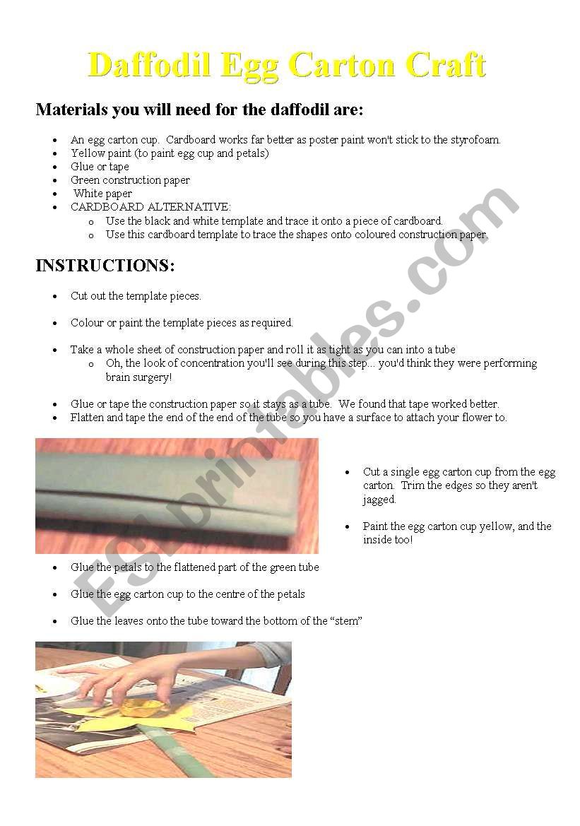 Daffodill egg carton craft worksheet