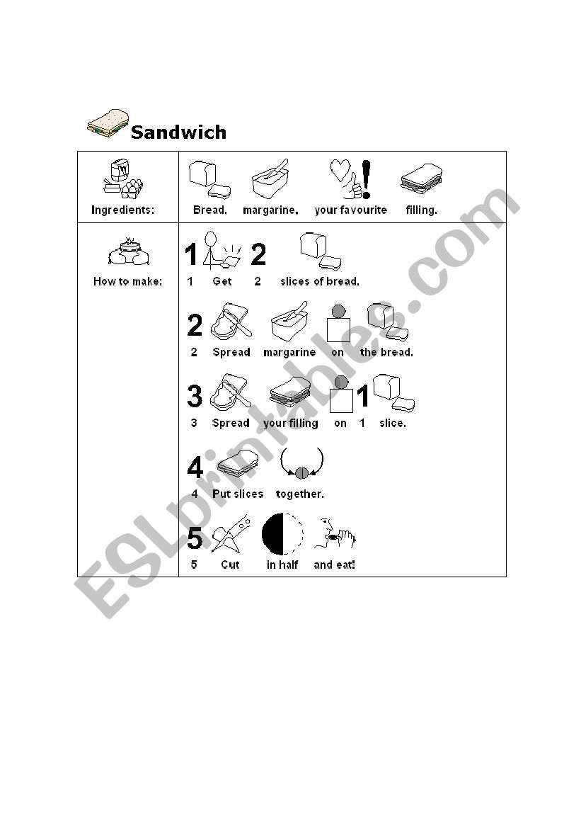 make sandwiches worksheet