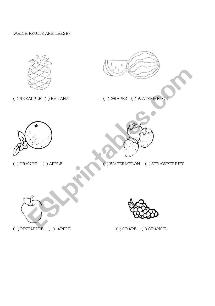 fruits worksheet