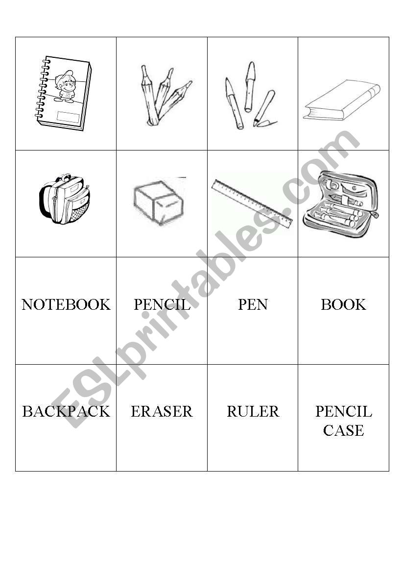 school materials worksheet
