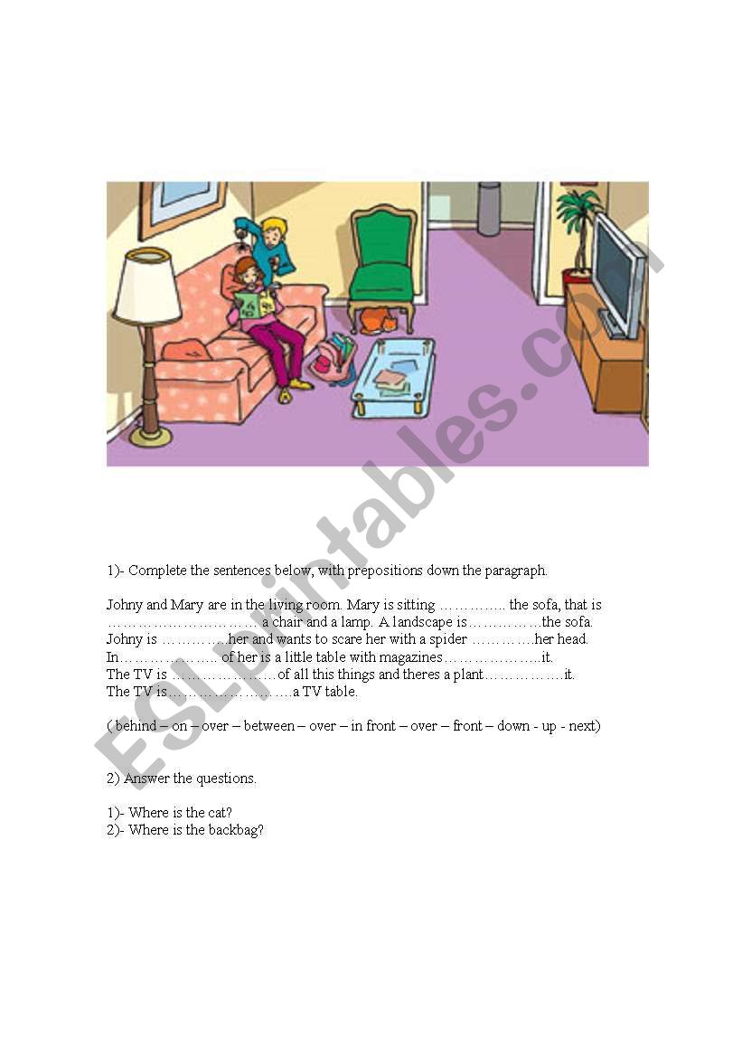 Preposition of place worksheet