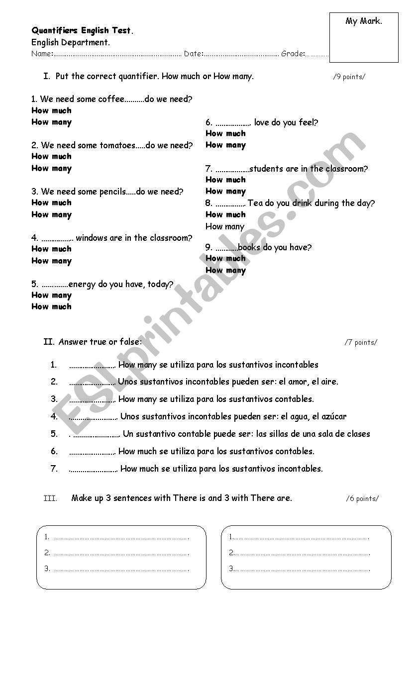 Quantifiers worksheet