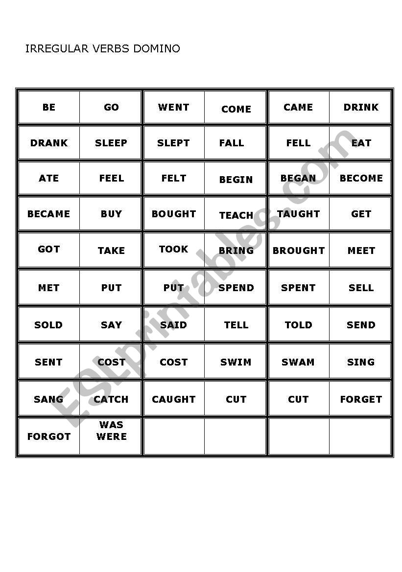 IRREGULAR VERB DOMINO worksheet