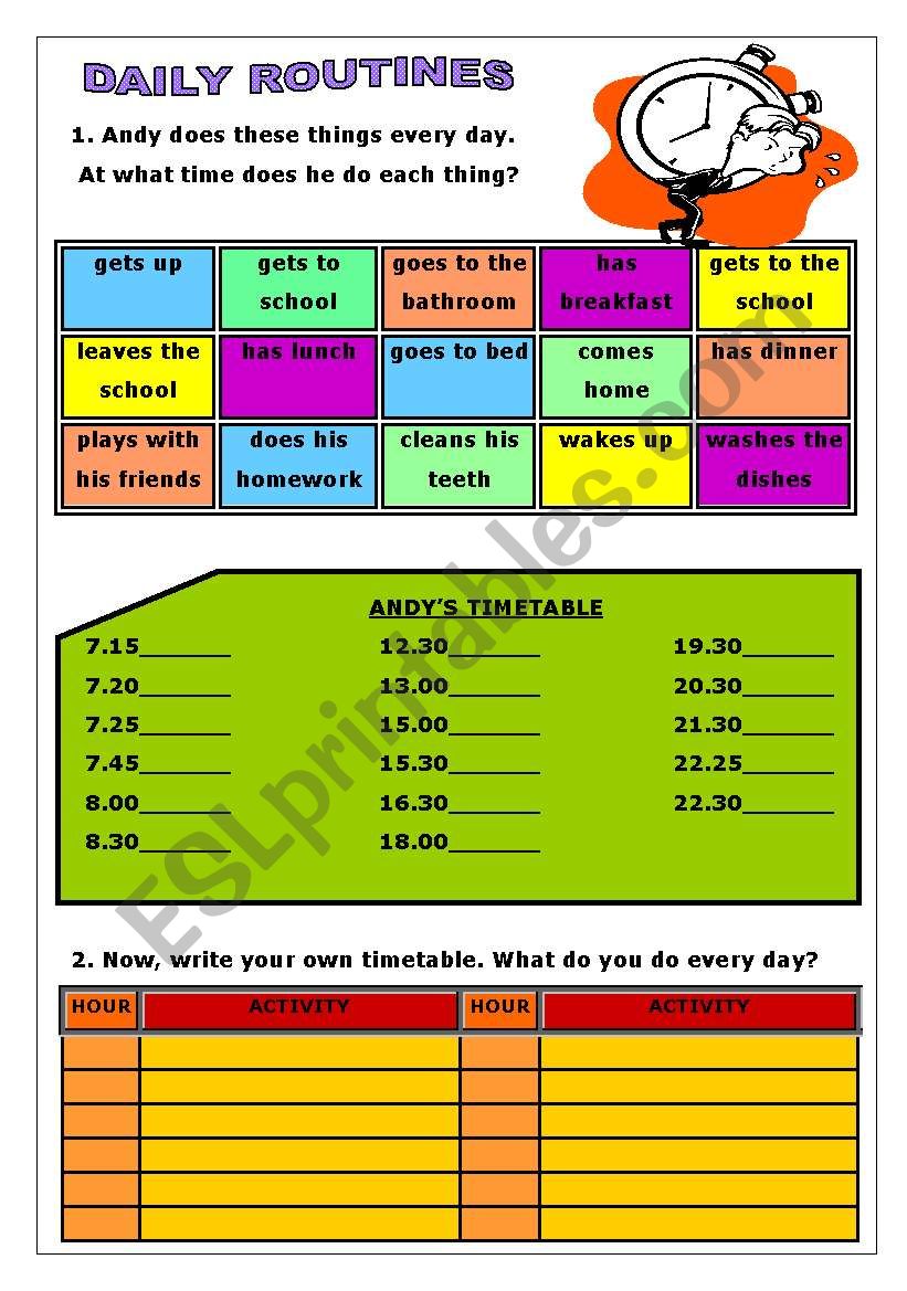 Daily Routines worksheet