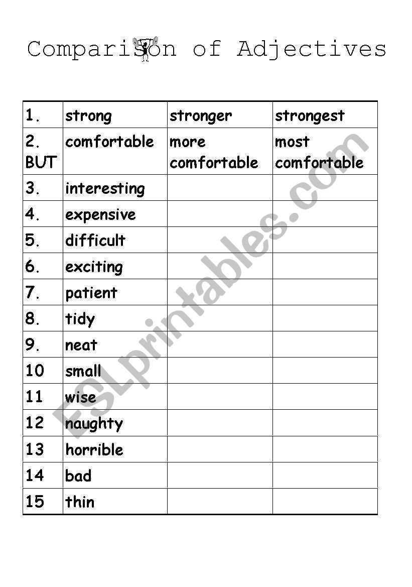 Comparison of Adjectives worksheet