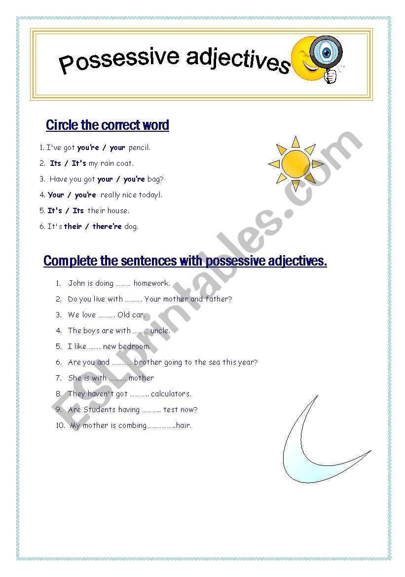 Possessive adjectives worksheet