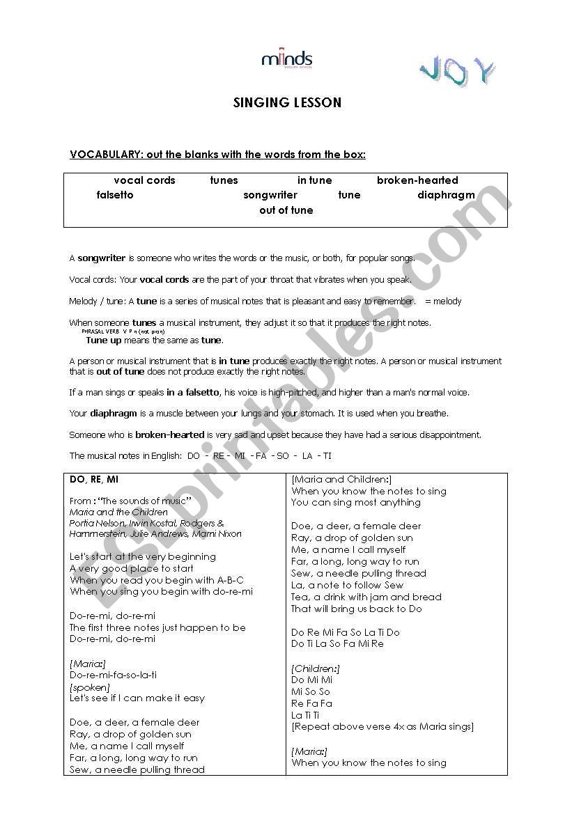 Singing class.teachers guide ( based on a scene The Sound of Music - Novia Rebelde )