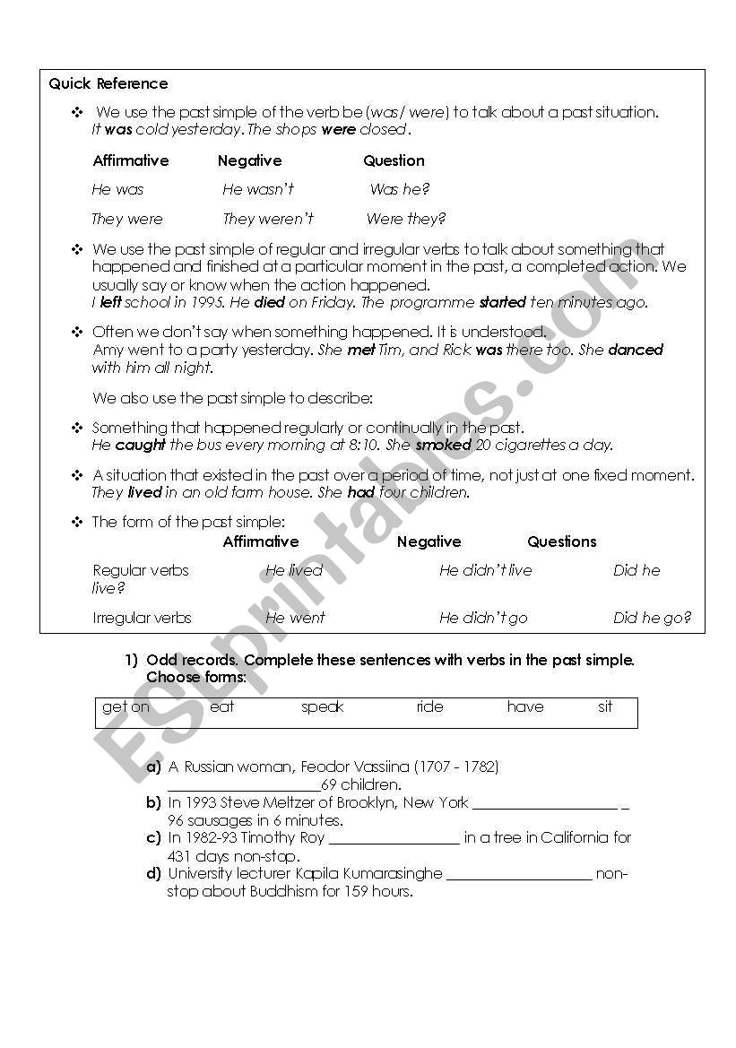 Simple Past worksheet