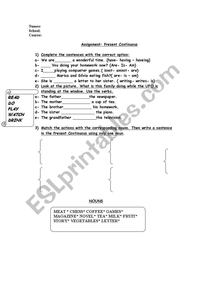 Present Continuous worksheet