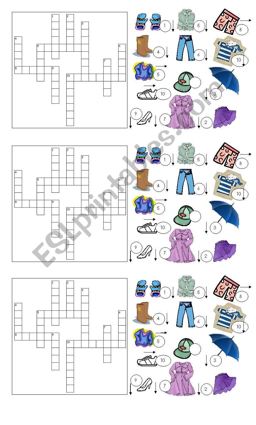 clothes cross worksheet