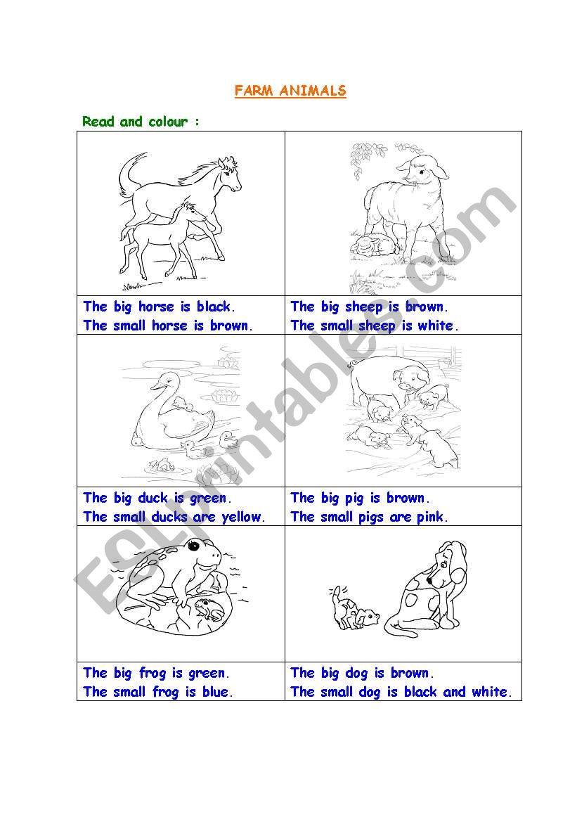 farm animals worksheet