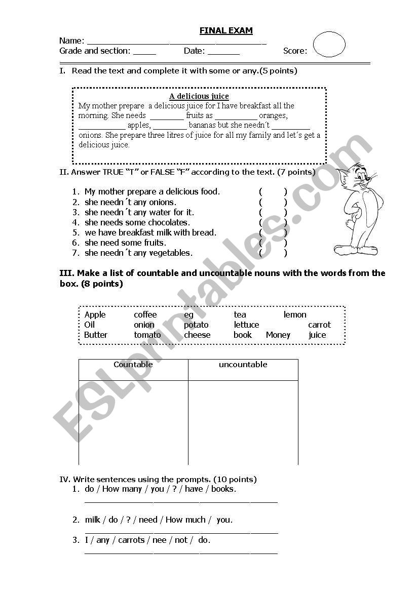 A DELICIOUS JUICE worksheet