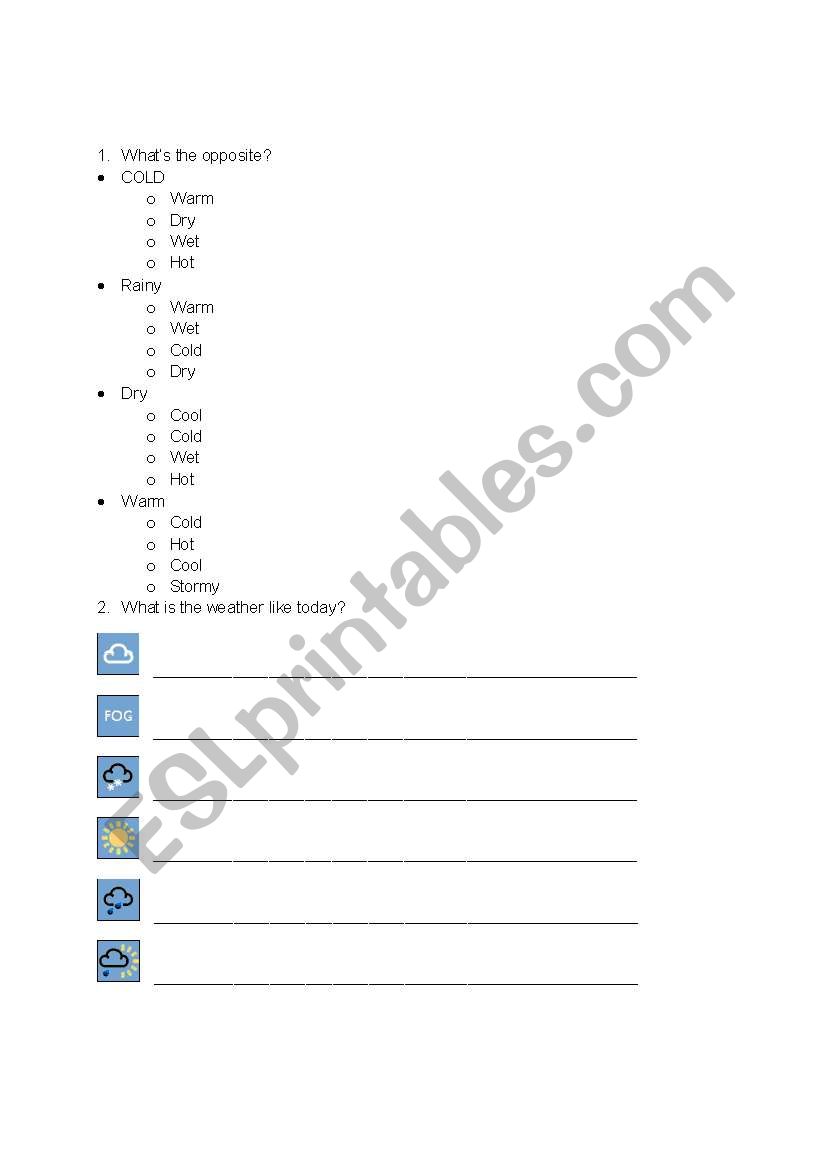 Weather worksheet