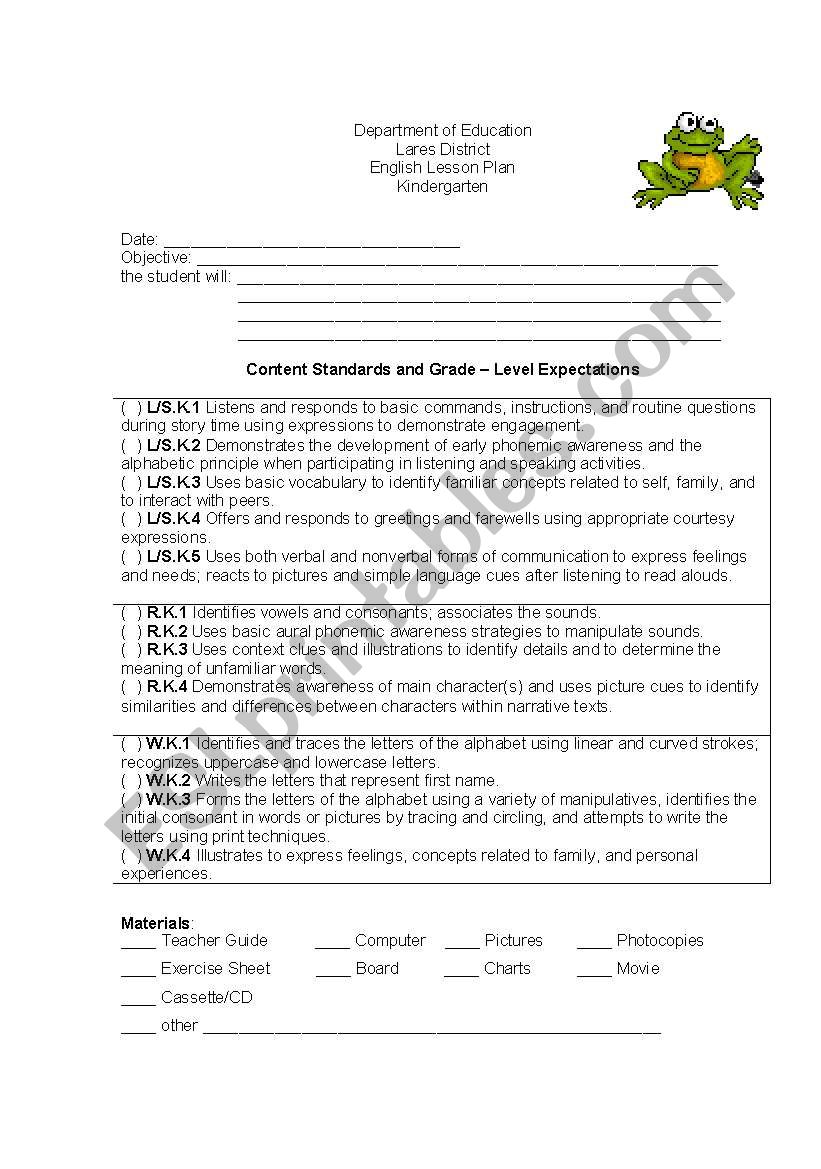 kindergarten  worksheet