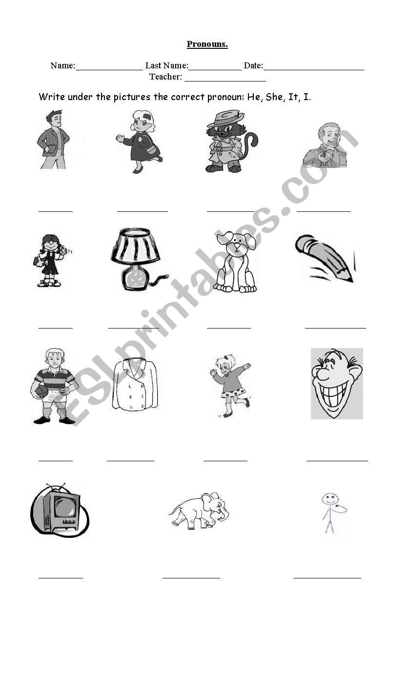 pronouns worksheet