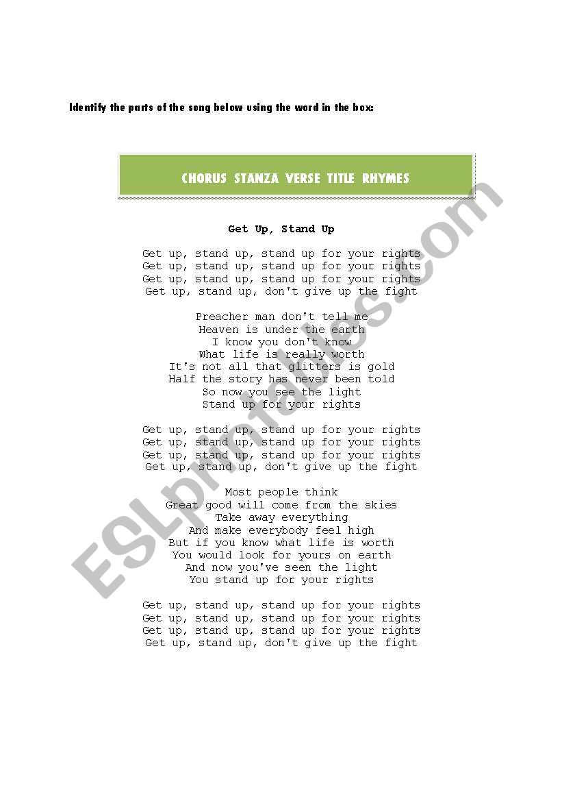 Identifying song lyrics components