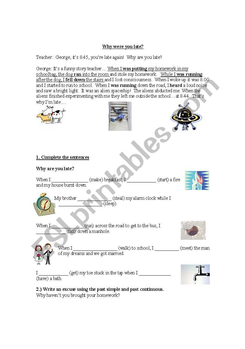 Why were you late? worksheet