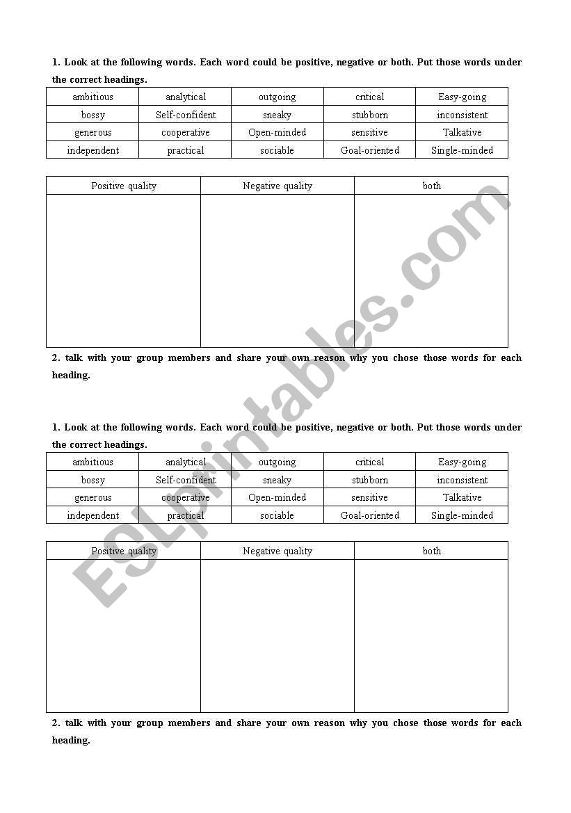 adjective-esl worksheet