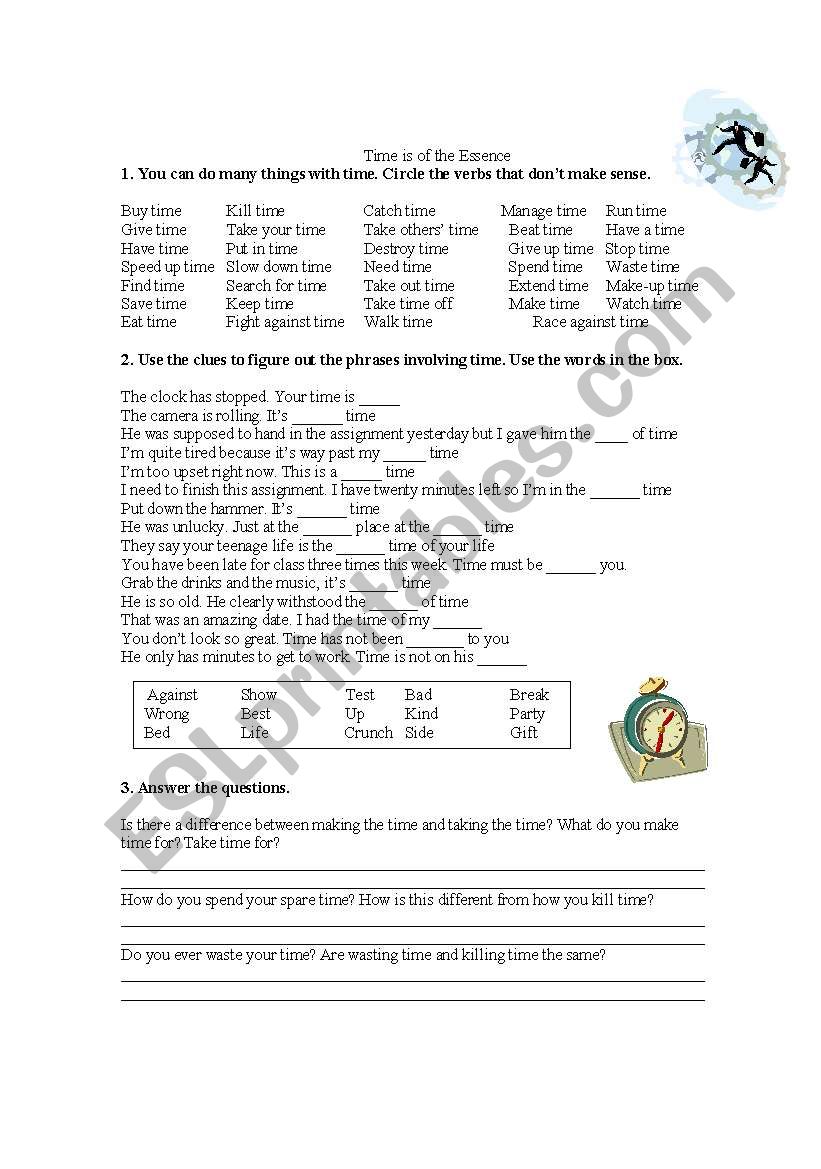 Time is of the Essence worksheet