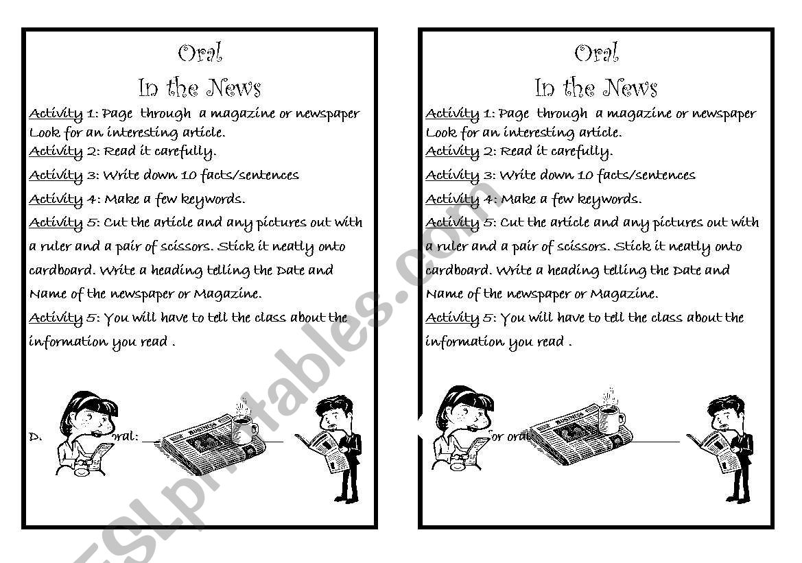 Oral - In the News worksheet