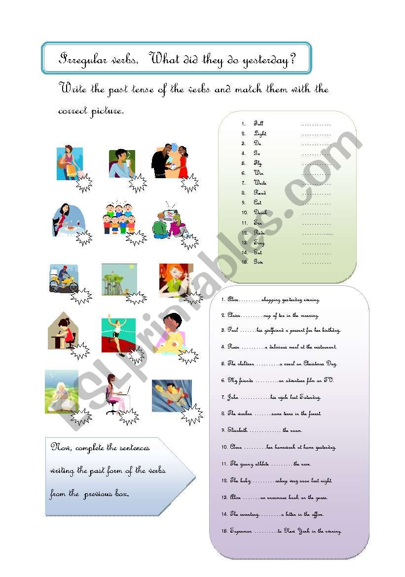 Irregular verbs worksheet