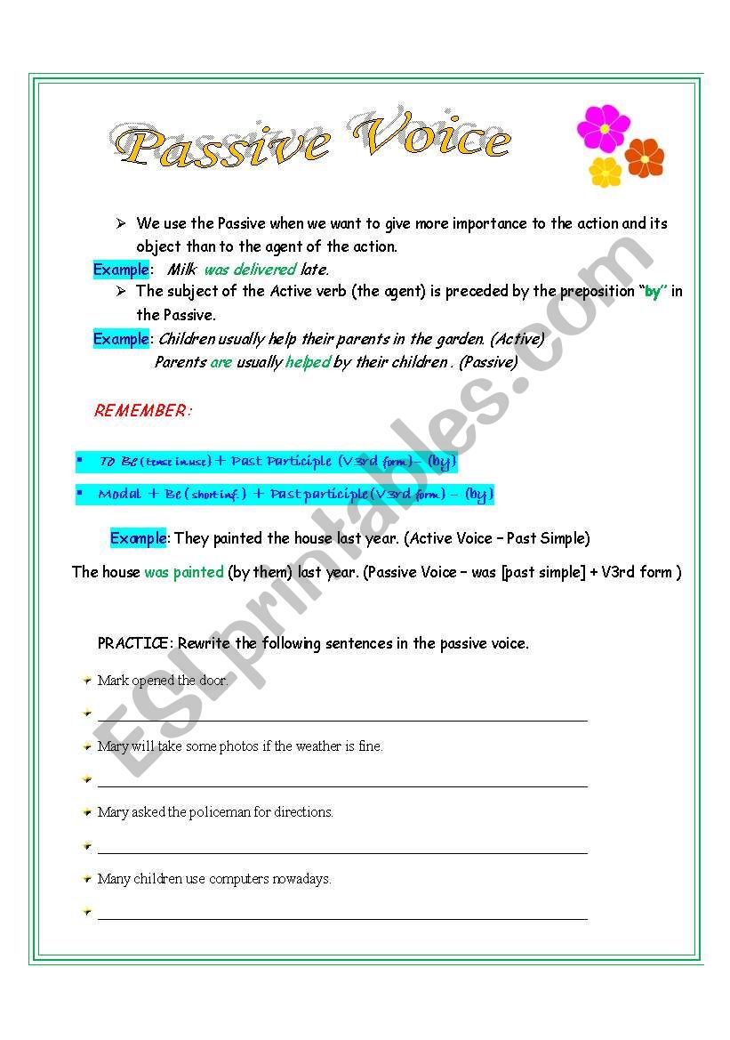 Practice with Passive Voice  worksheet