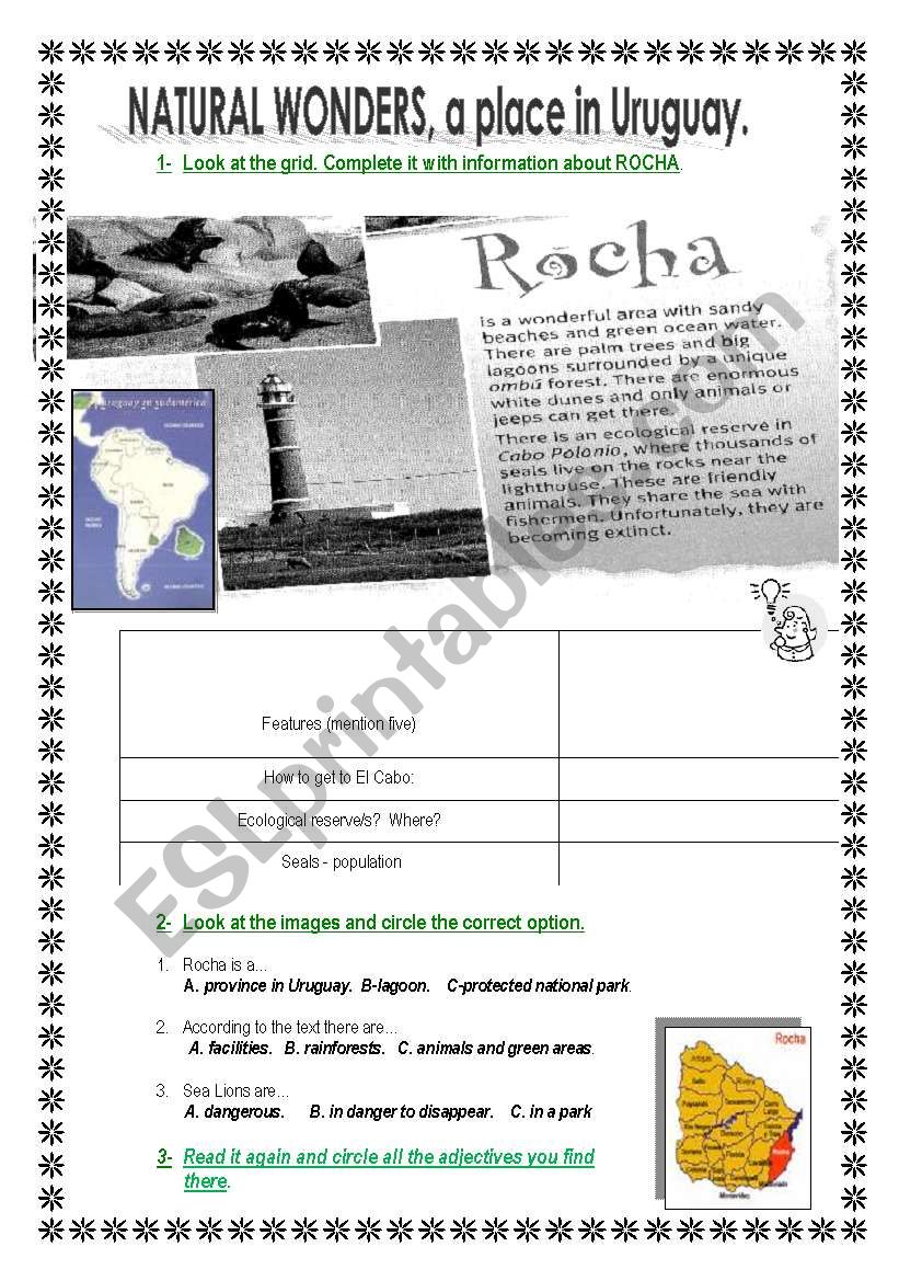 natural wonders worksheet