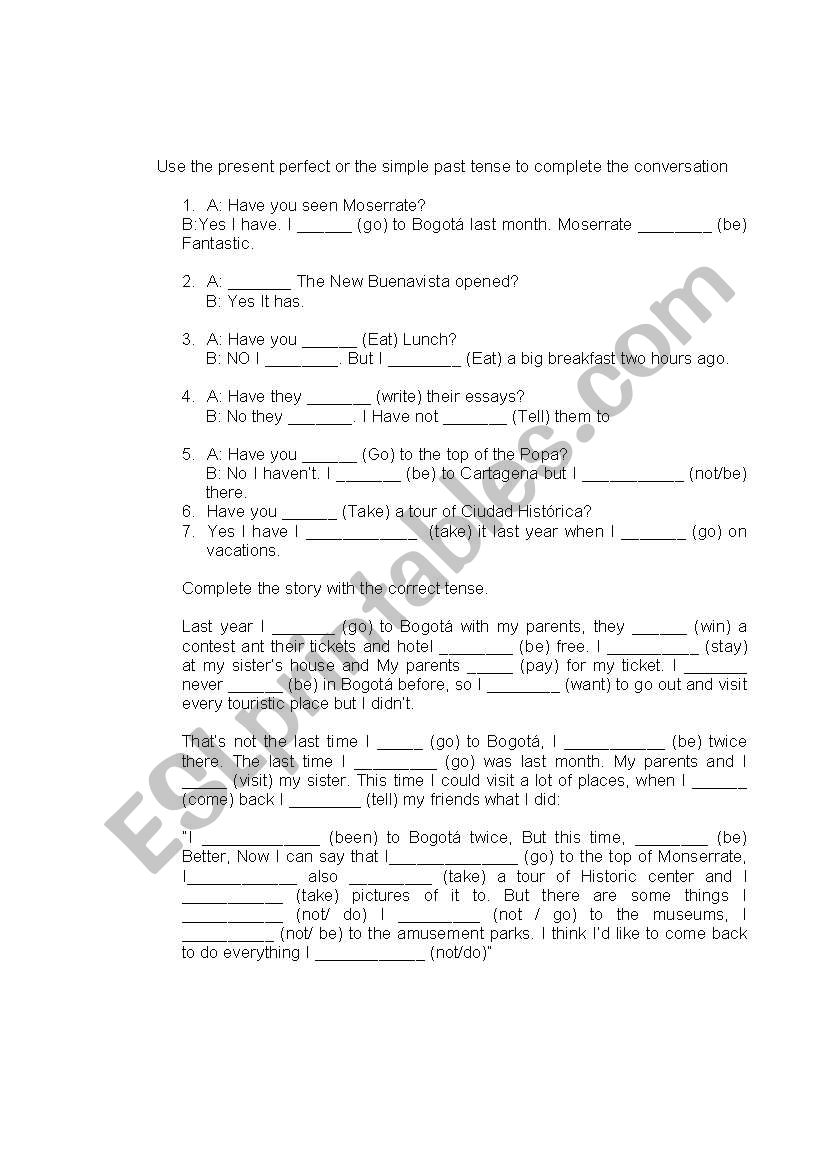 Present Perfect Vs. Simple past