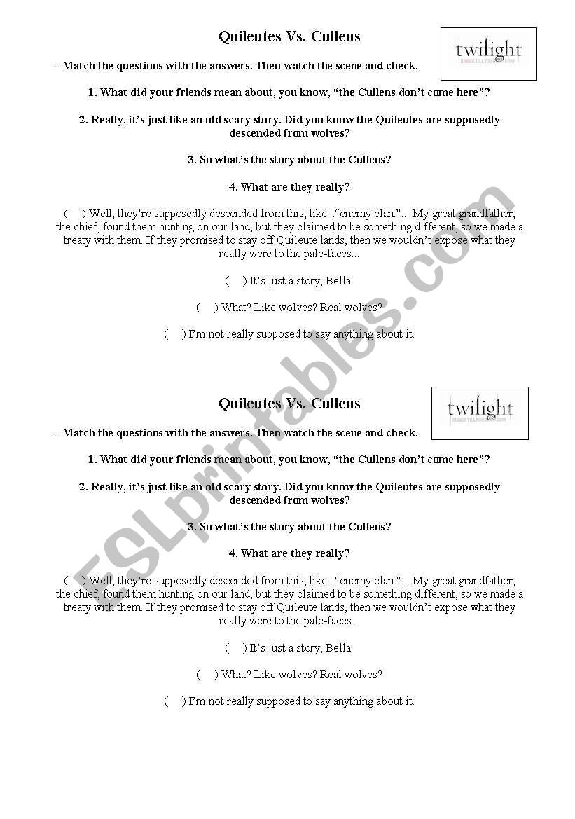 Twilight Part 4 worksheet