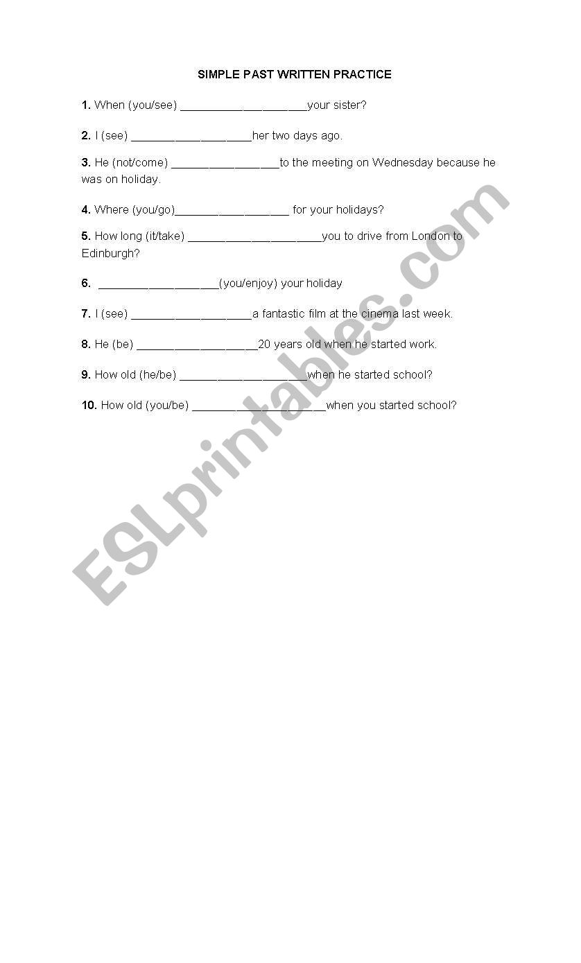 Simple Past worksheet