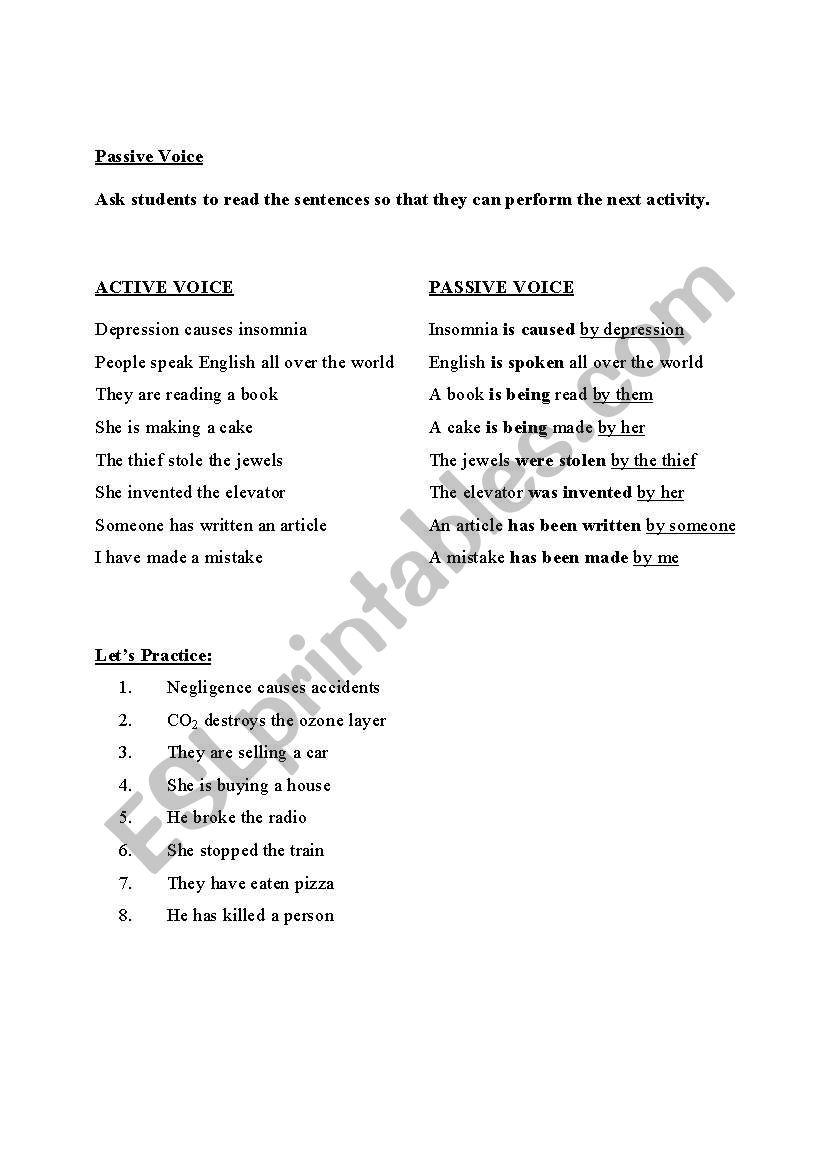 Passive Voice worksheet