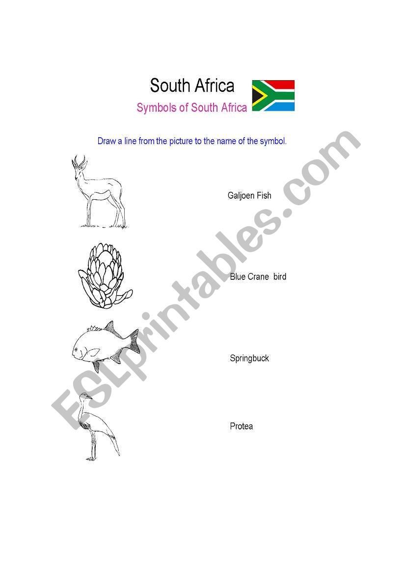 South Africa worksheet