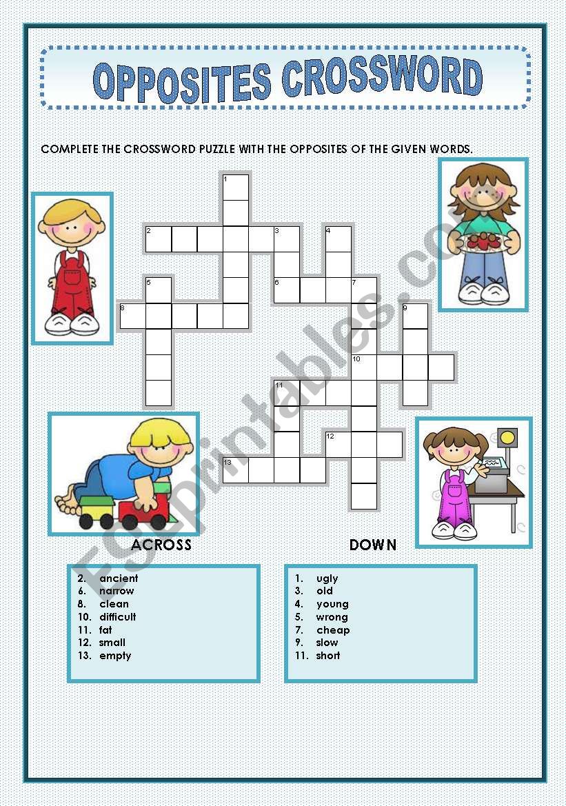 OPPOSITES - CROSSWORD worksheet