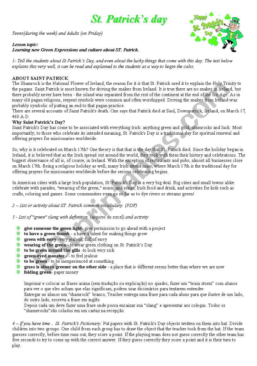 st patricks day worksheet