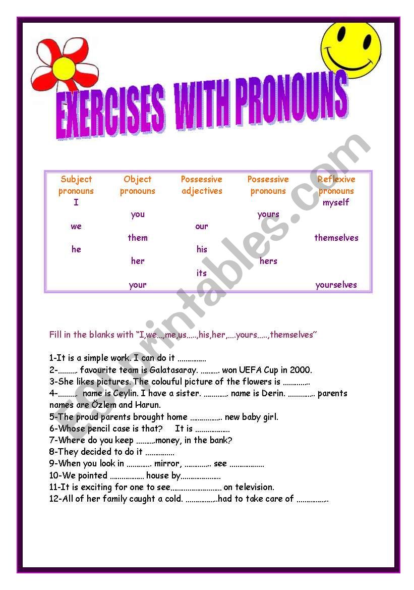 exercises with pronouns worksheet
