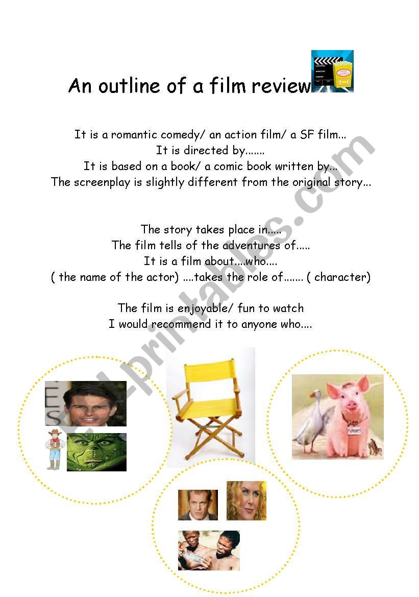 an outline of a film review worksheet