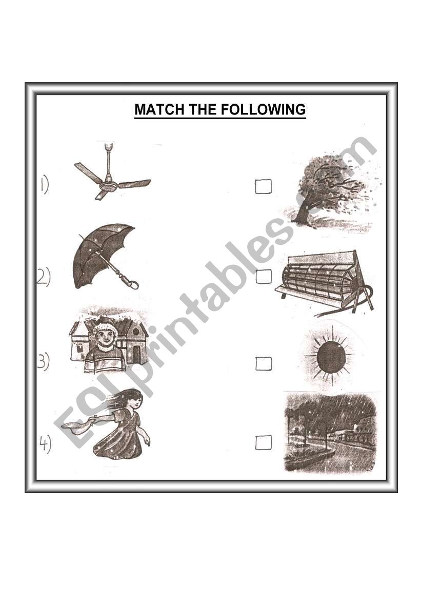 Match The Following English Worksheets