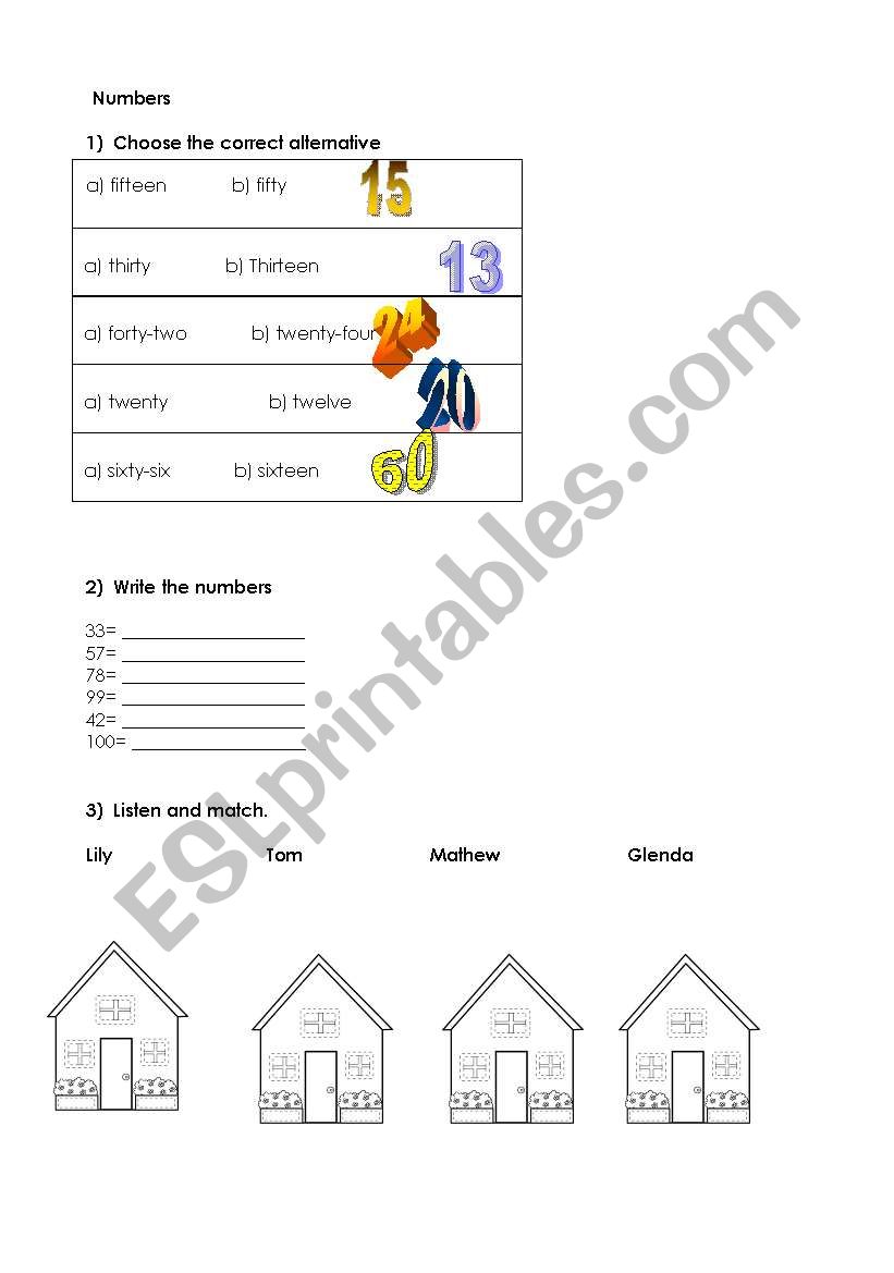 Numbers 1-100 worksheet