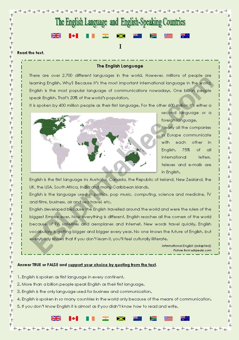 The English Language and English-Speaking Countries