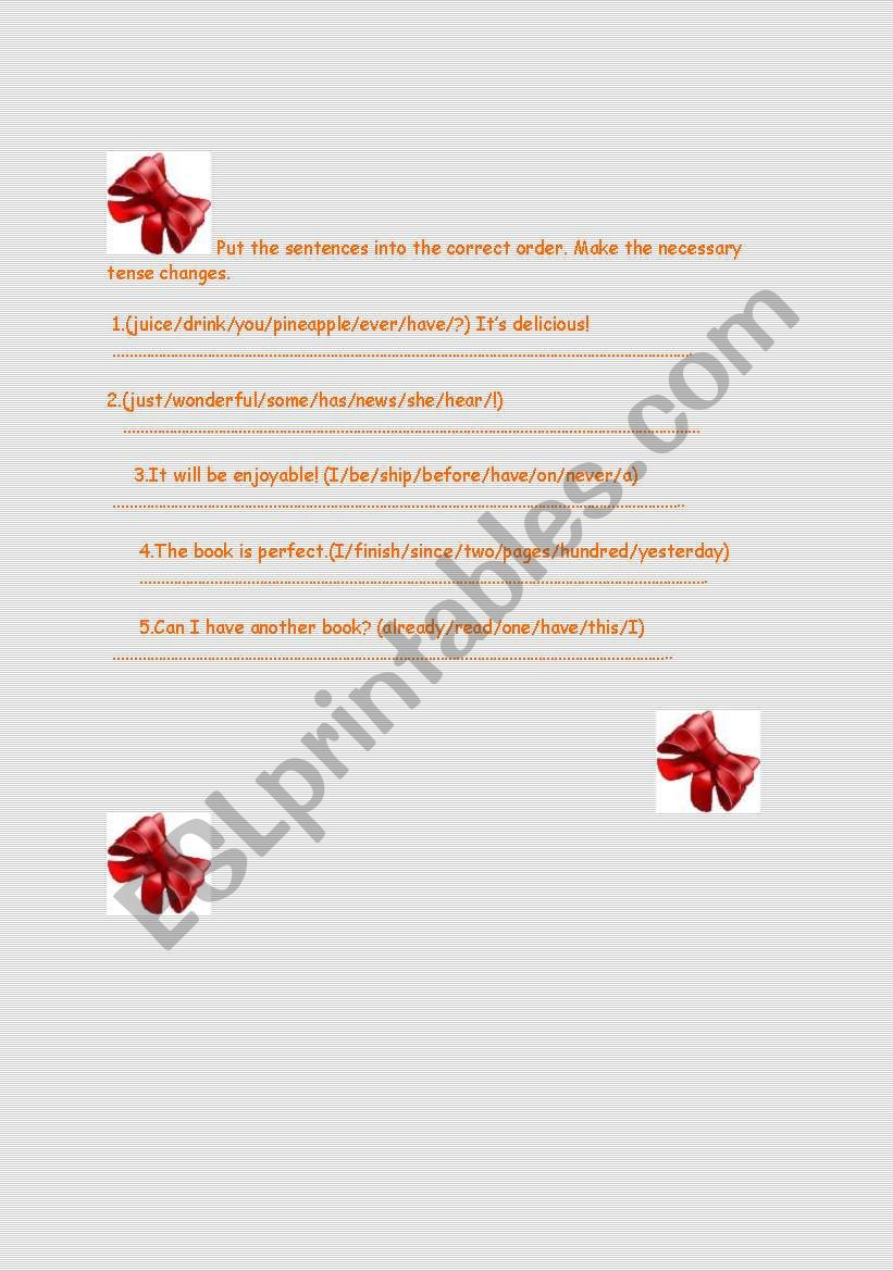 TENSE EXERCISES worksheet
