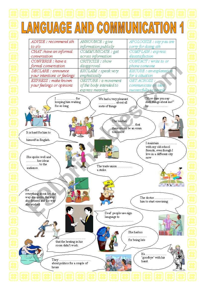 LANGUGE AND COMMUNICATION 1 VOCABULARY