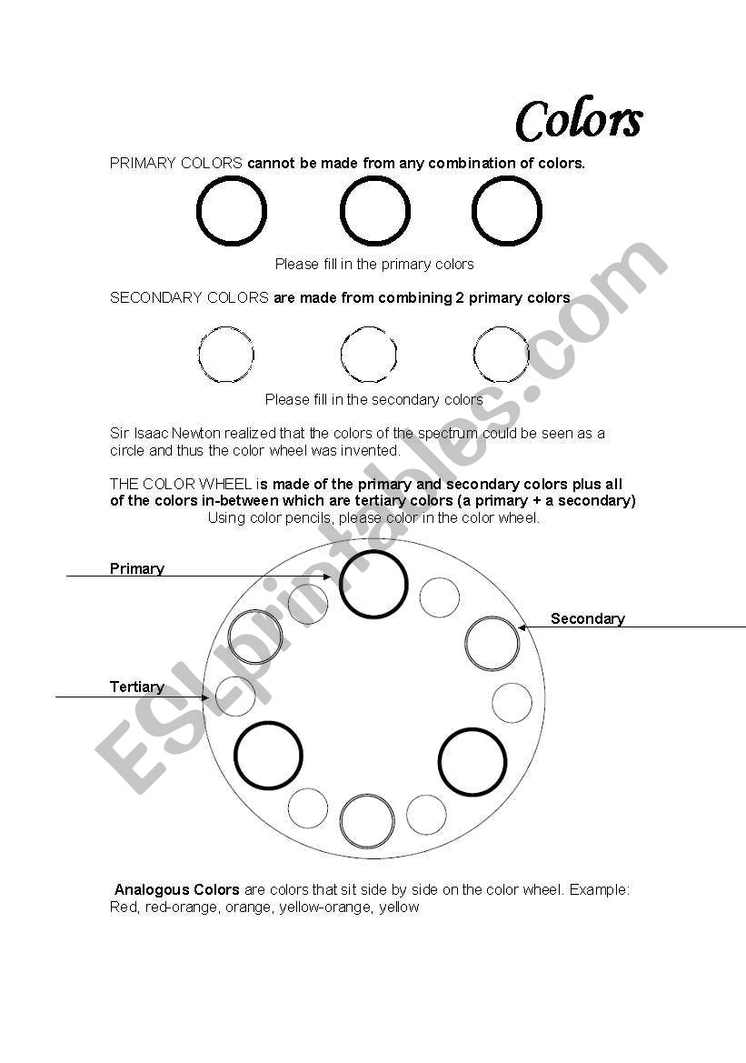 Colors worksheet