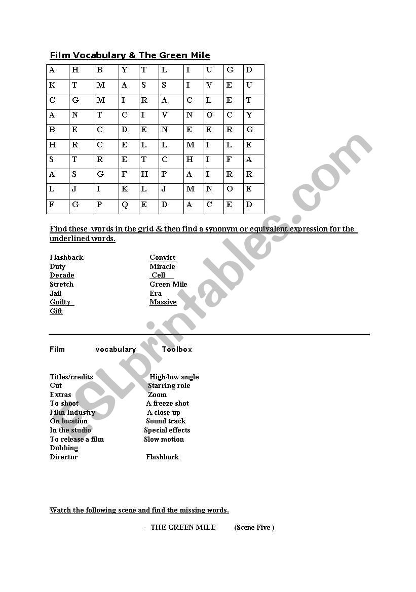 The Green Mile worksheet