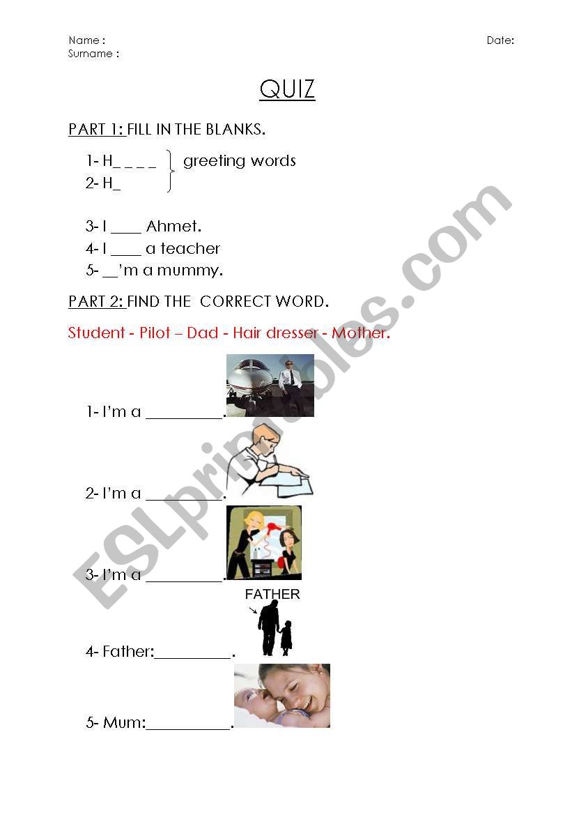 Quiz 1 worksheet